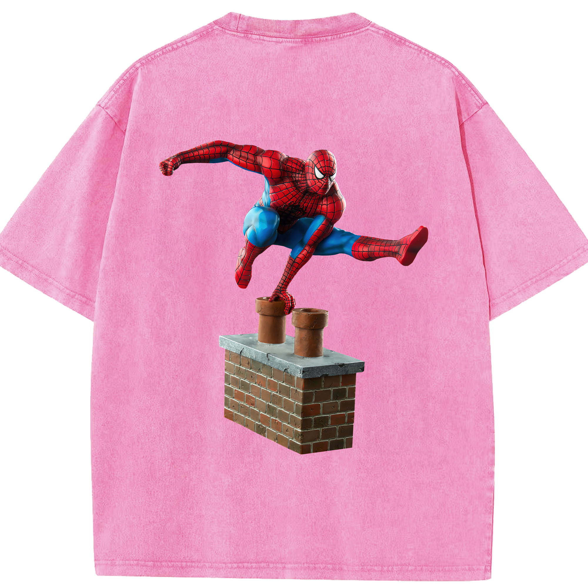 （画像用） Spider Man スパイダーマン 綿100% ヴィンテージ風 半袖Tシャツ（背面プリント）